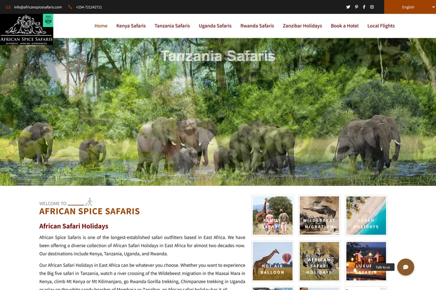 African Spice Safaris home page